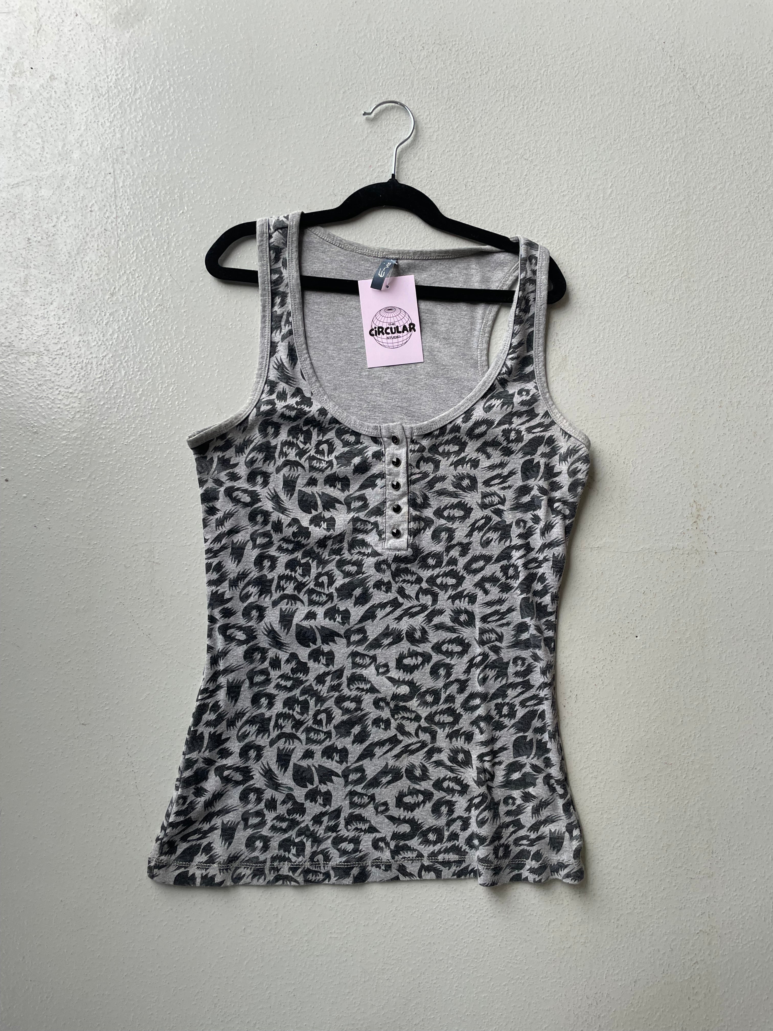 Vintage y2k Grey Animal Print Tank Top