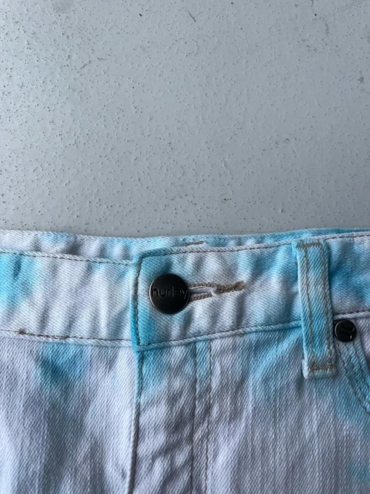 Vintage Y2K Hurley Tie Dye Denim Mini Skirt