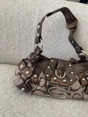 Vintage Brown Guess Monogram Shoulder Bag