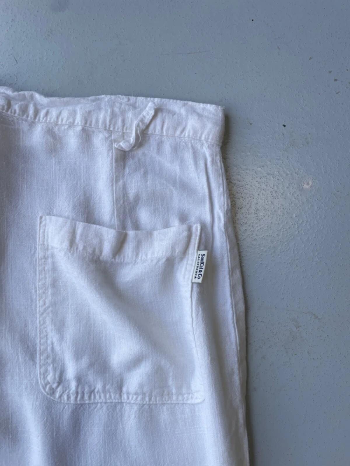 Vintage y2k 00s Soulcal white linen wide leg trousers