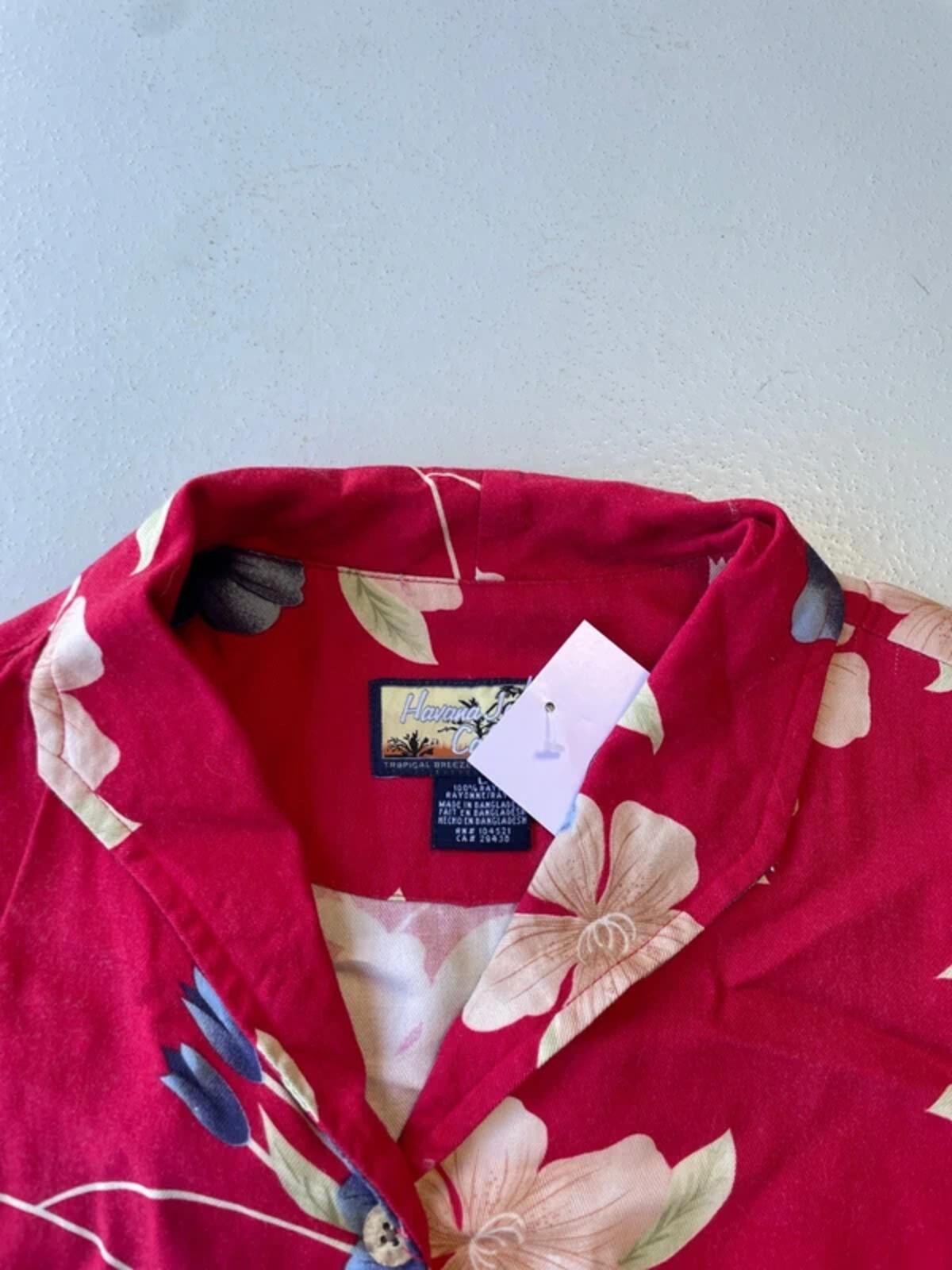 Vintage red hawaiian print button up vest