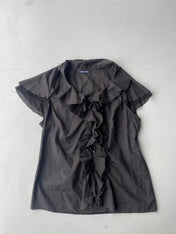 Vintage Y2K black east coast frill blouse