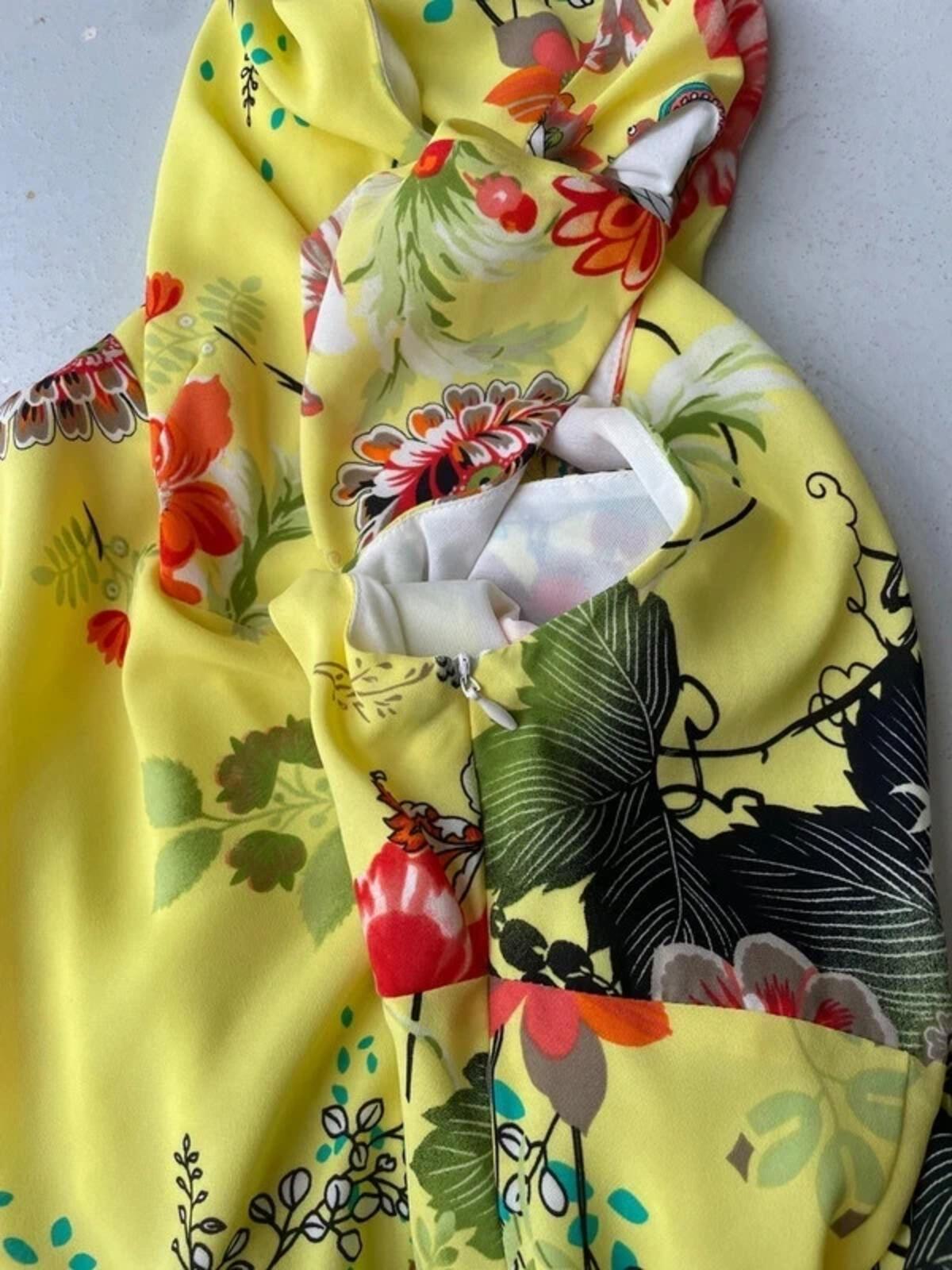 Vintage Y2K yellow floral floaty dress