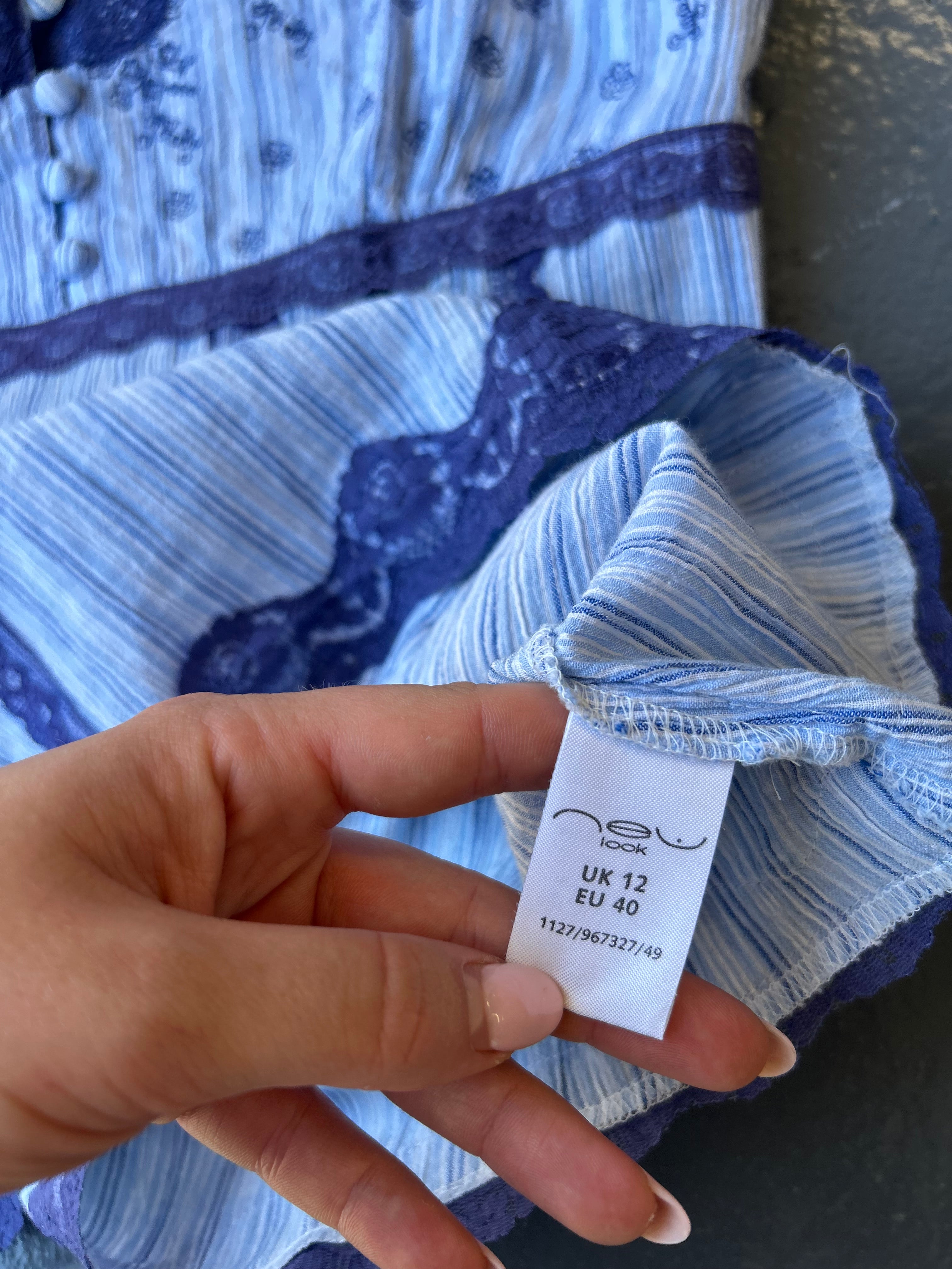 Y2K New look blue stripped cotton cami