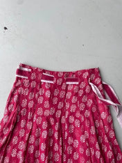 White Stuff Low Waisted Pink cotton floral midi skirt