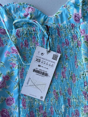 Zara light blue floral bodysuit