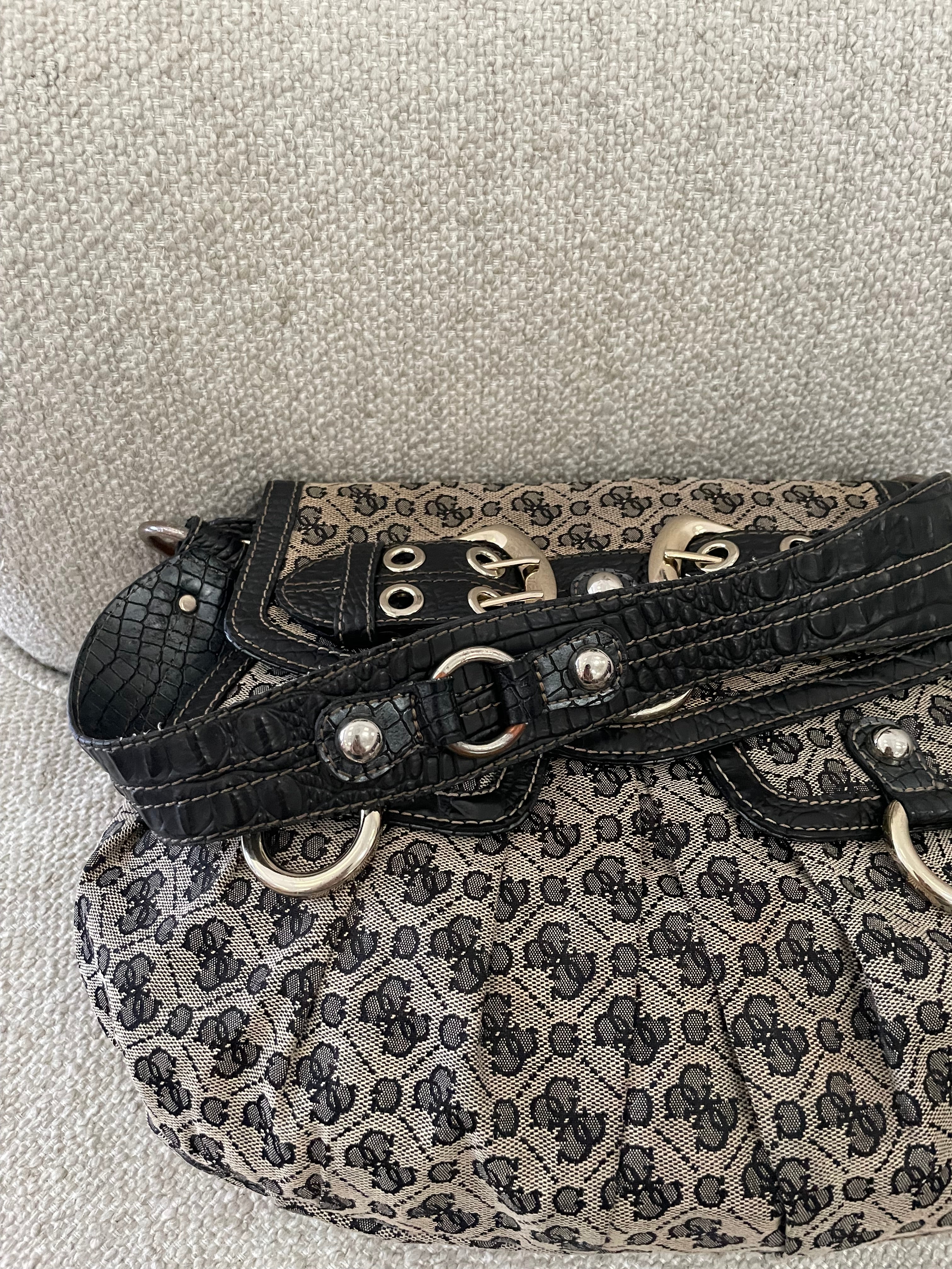 Vintage Guess Monogram Black Buckle Shoulder bag