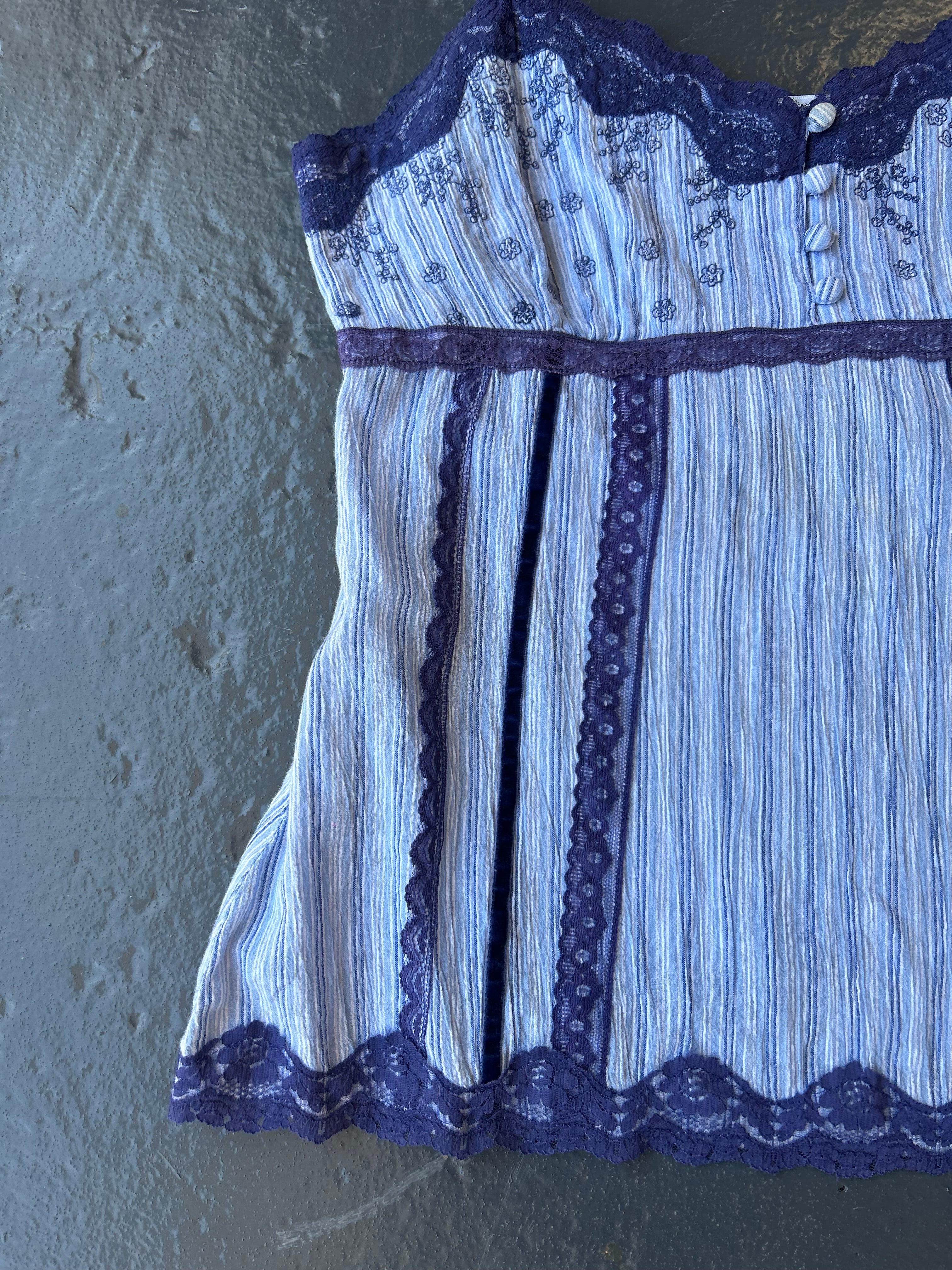 Y2K New look blue stripped cotton cami