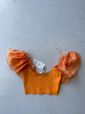 Zara orange ruffled top