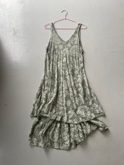 Y2k Linen blend Paisley Print Asymmetrical Dress