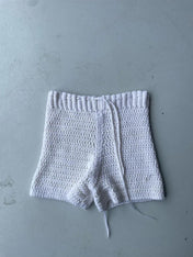 White crotchet knit short shorts
