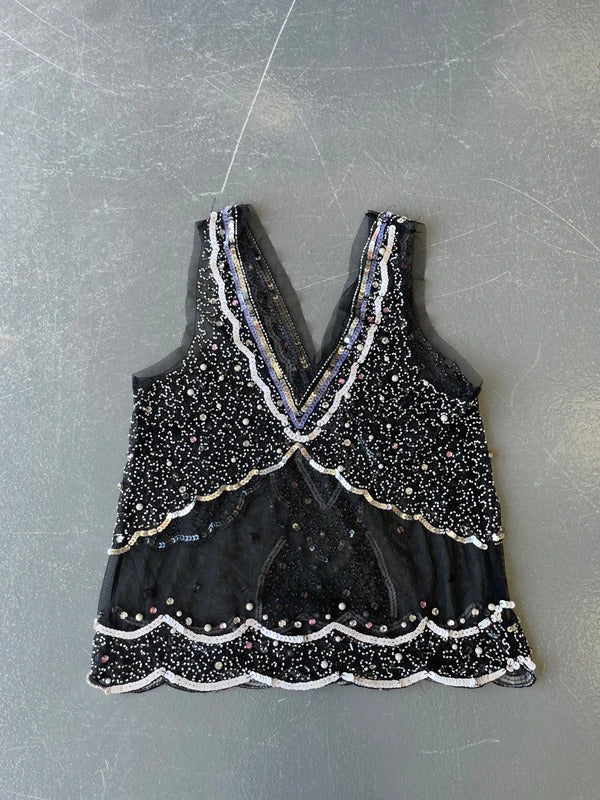 Black Mesh Beaded Cami