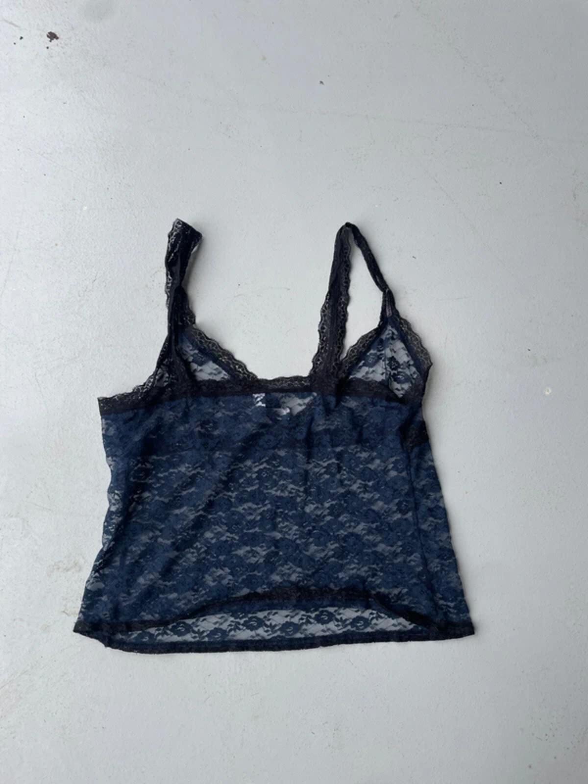Y2k navy and black lace mesh cami