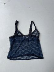 Y2k navy and black lace mesh cami