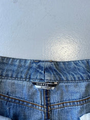 Light blue denim mini skirt