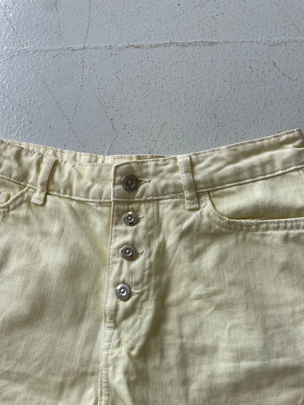 Zara Pale Yellow Denim Shorts
