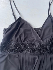 Vintage Y2K black floaty dress with rose