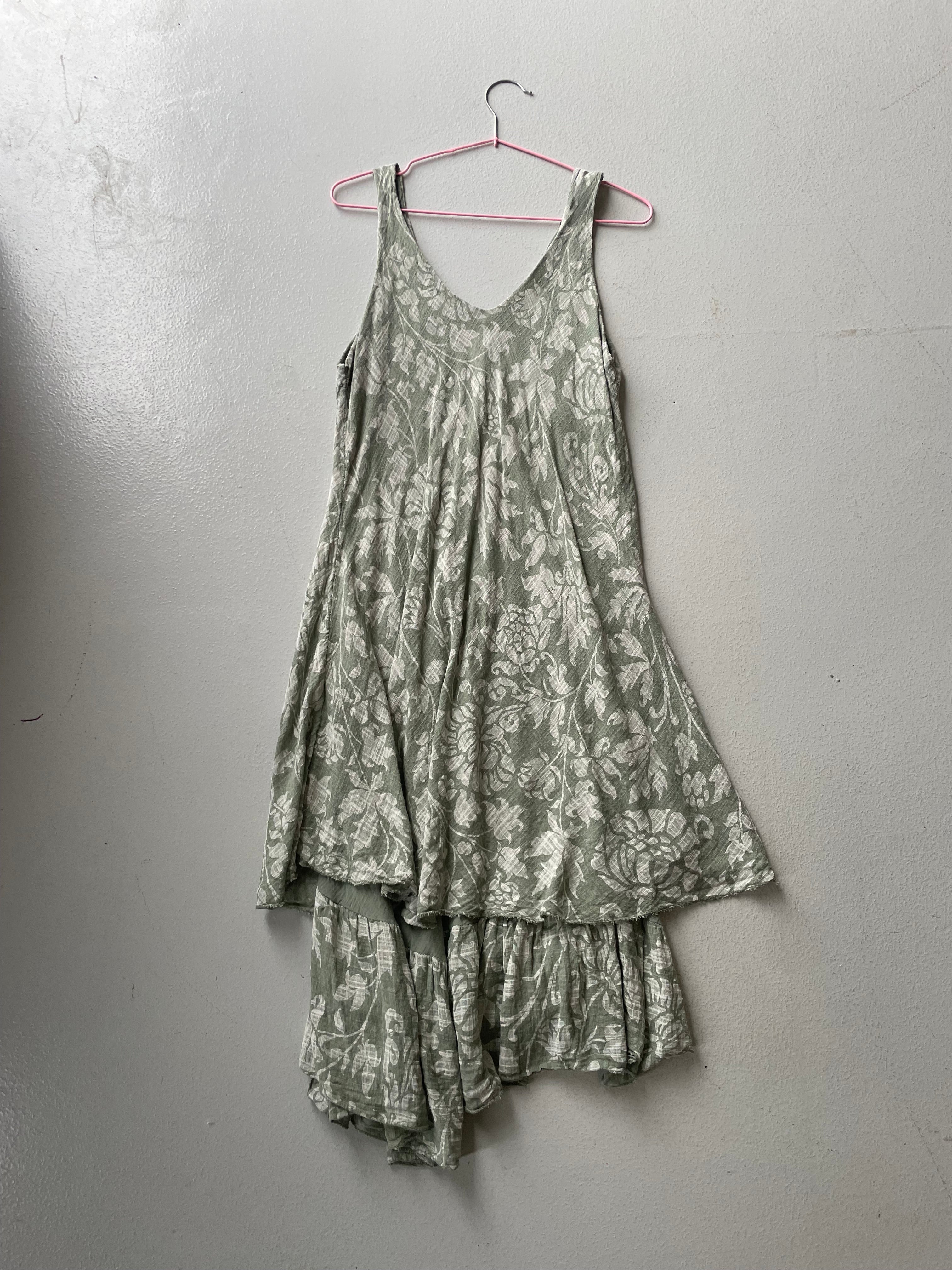 Y2k Linen blend Paisley Print Asymmetrical Dress
