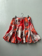 Vintage Y2K Red Floral Print Ruffled mini skirt