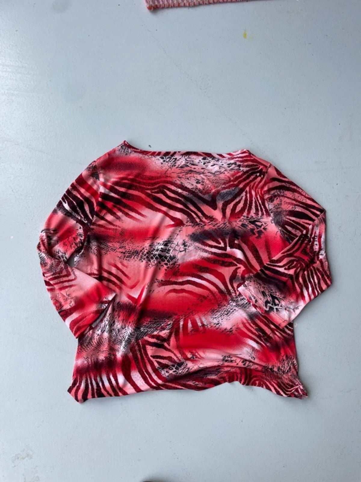 Vintage y2k red leopard print mesh top