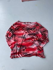 Vintage y2k red leopard print mesh top