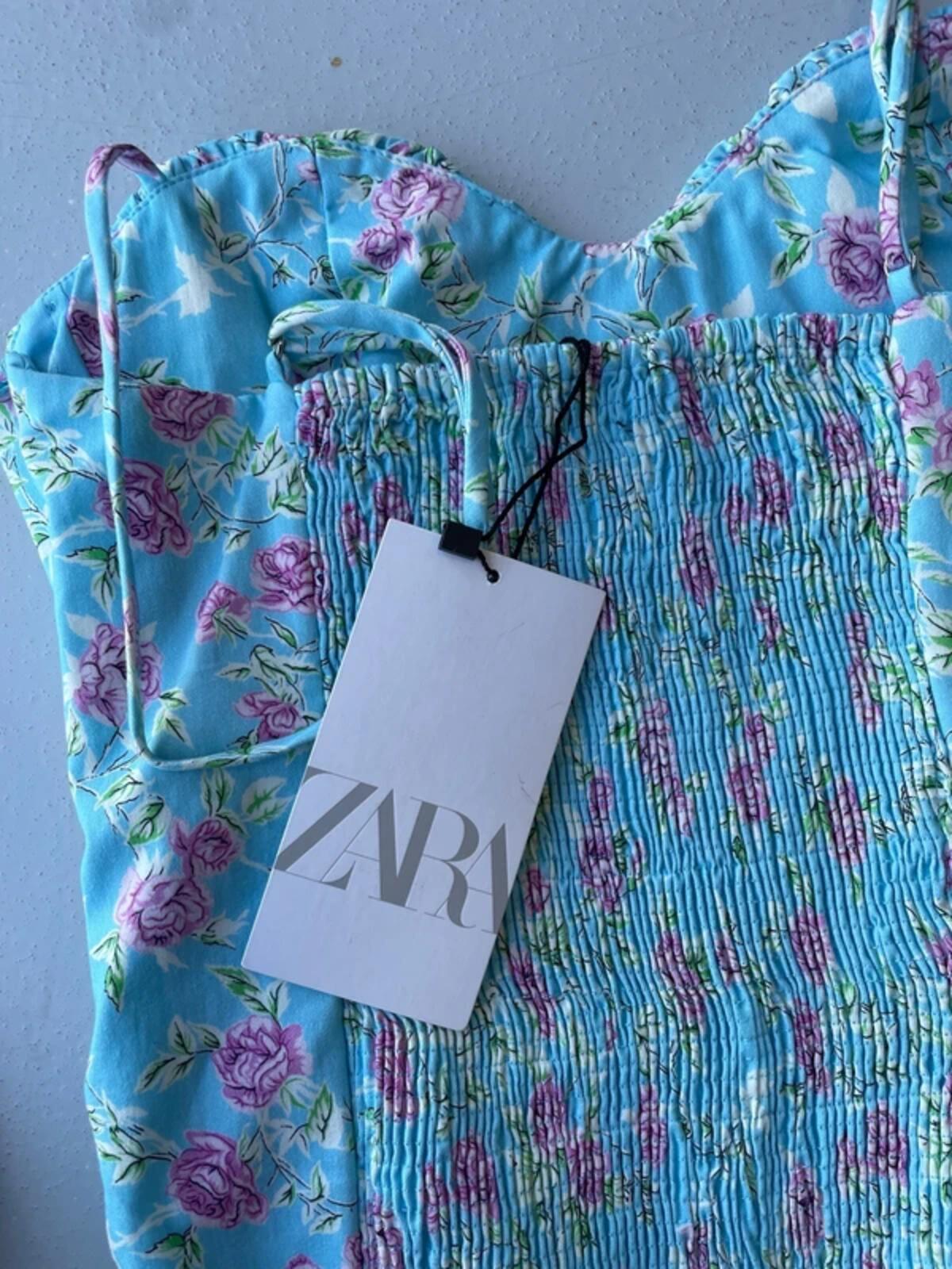 Zara light blue floral bodysuit
