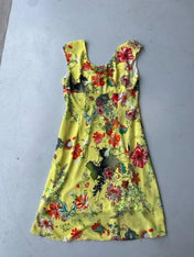 Vintage Y2K yellow floral floaty dress