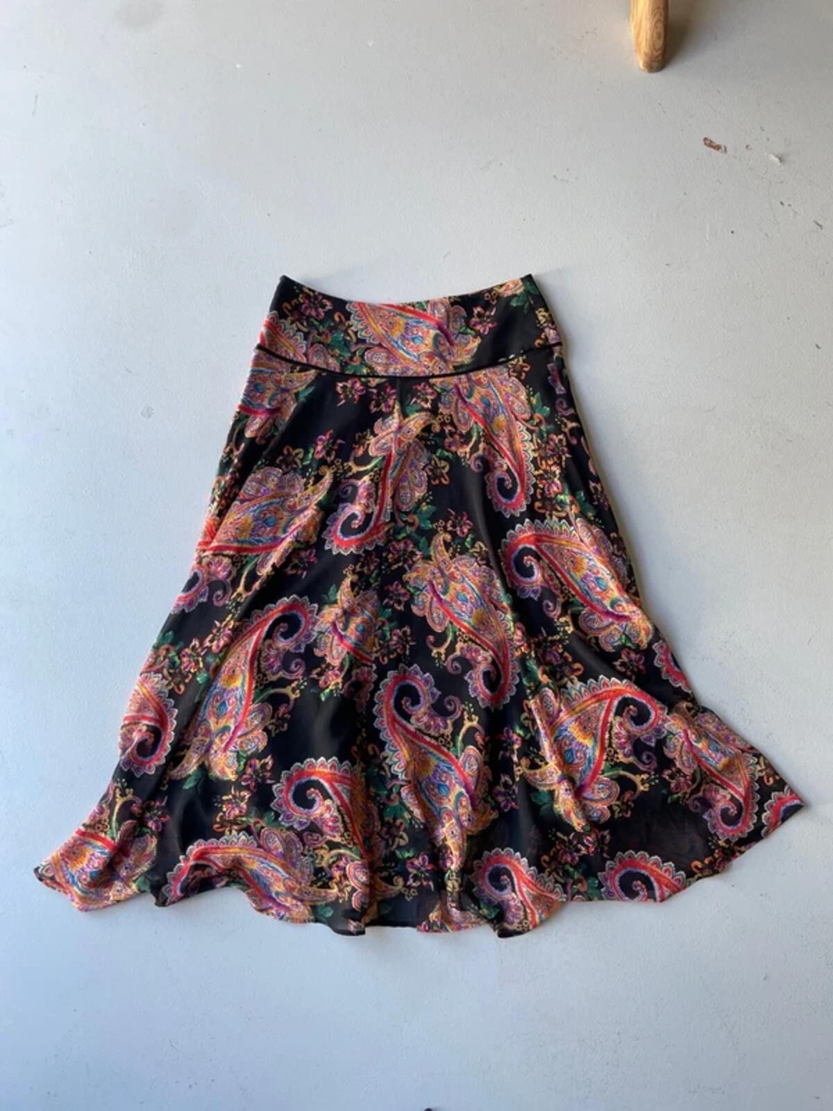 Y2k Peruna Black Paisley Maxi Skirt