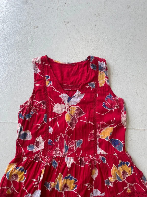 Red floral summer dress
