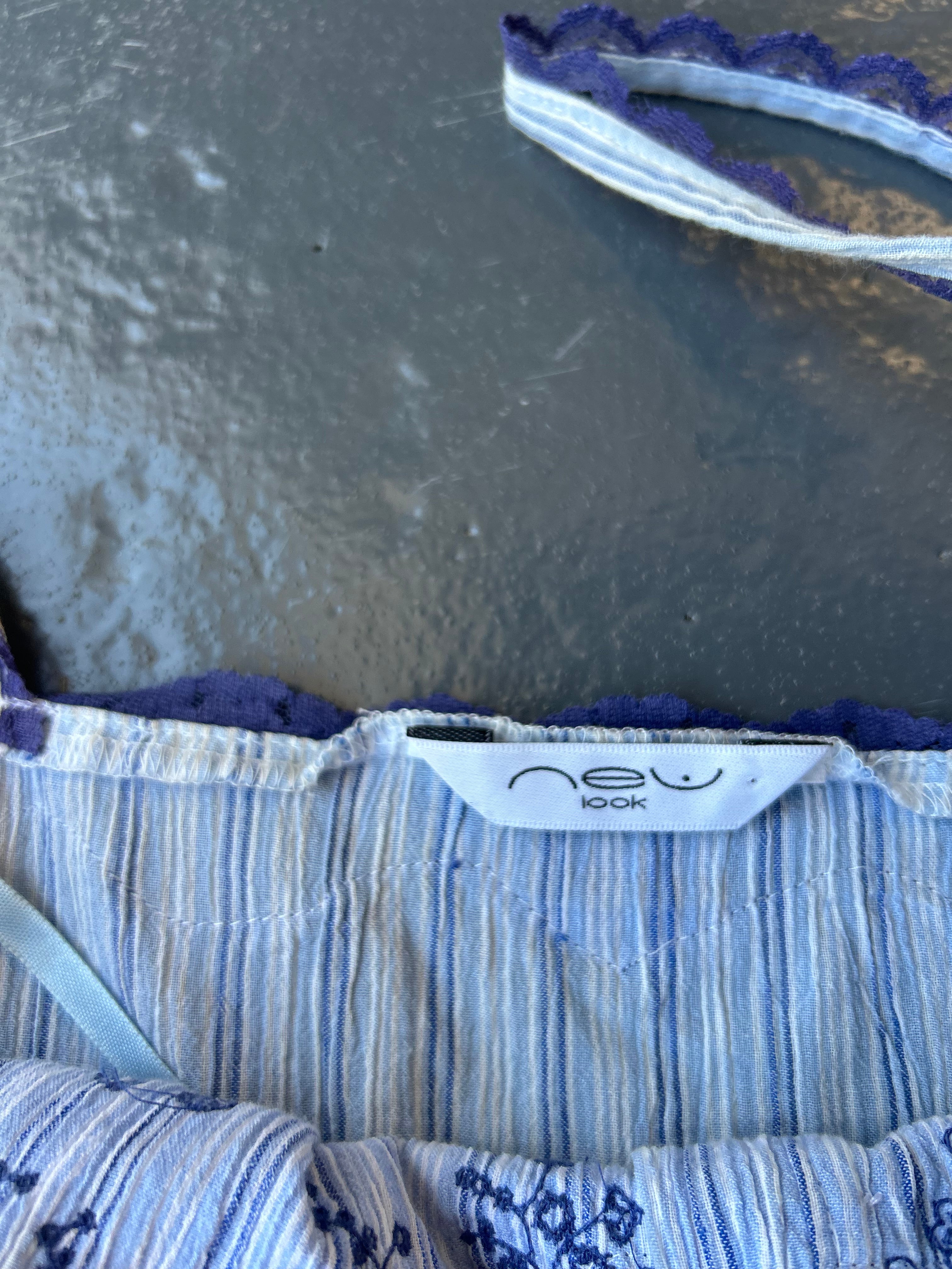 Y2K New look blue stripped cotton cami