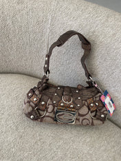 Vintage Brown Guess Monogram Shoulder Bag