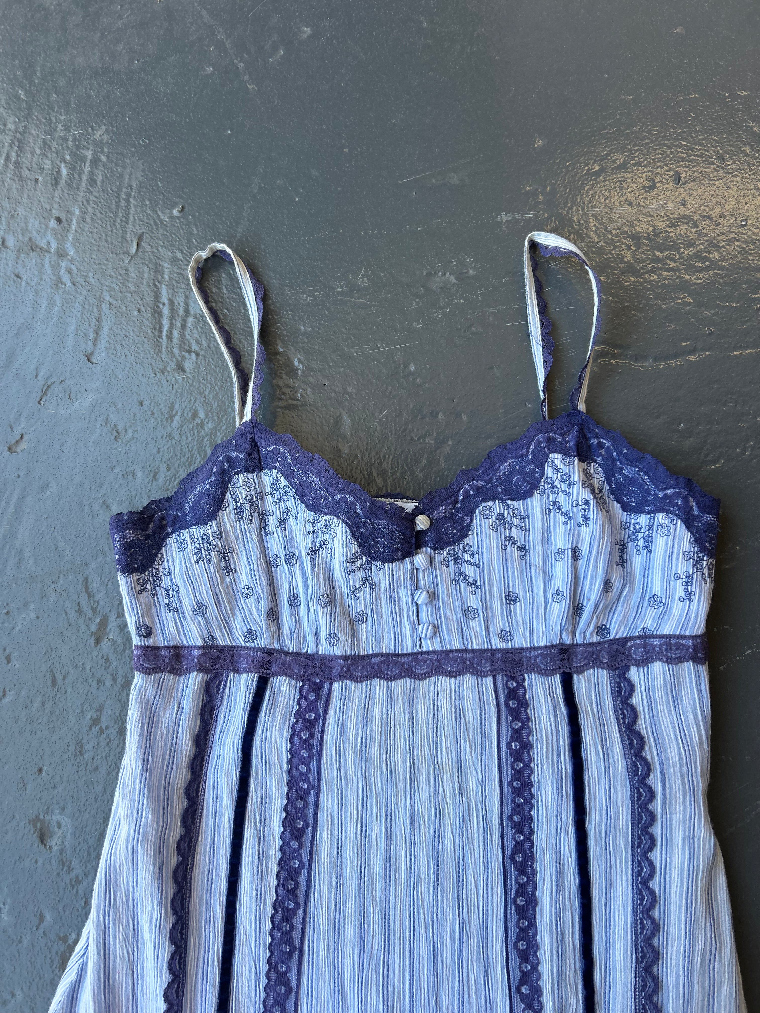 Y2K New look blue stripped cotton cami