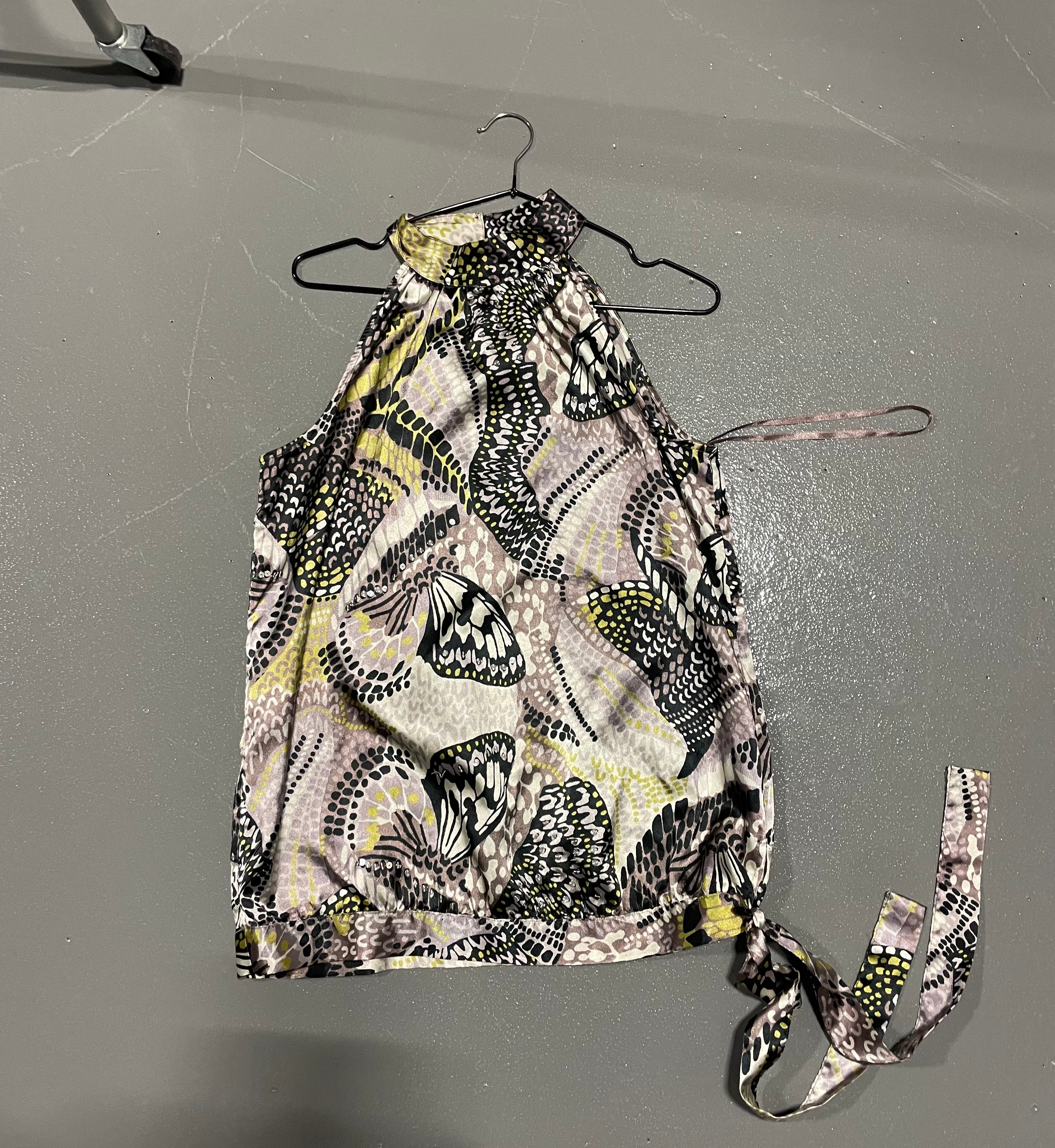 Vintage y2k Grey and Black Print Satin Cami