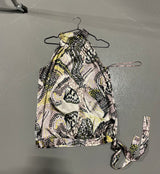 Vintage y2k Grey and Black Print Satin Cami