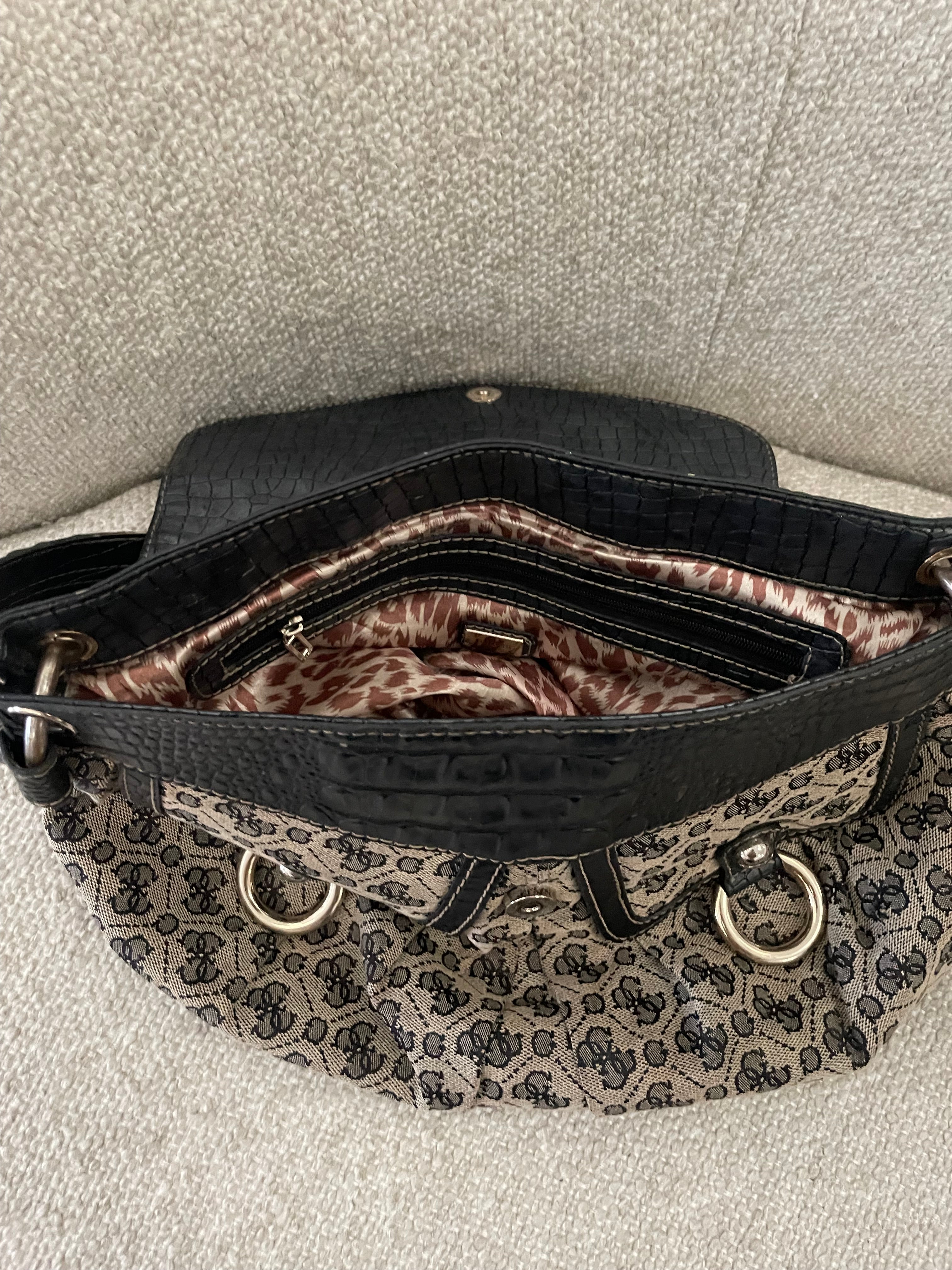 Vintage Guess Monogram Black Buckle Shoulder bag