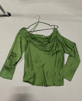 M&S Green Satin Asymmetrical Top