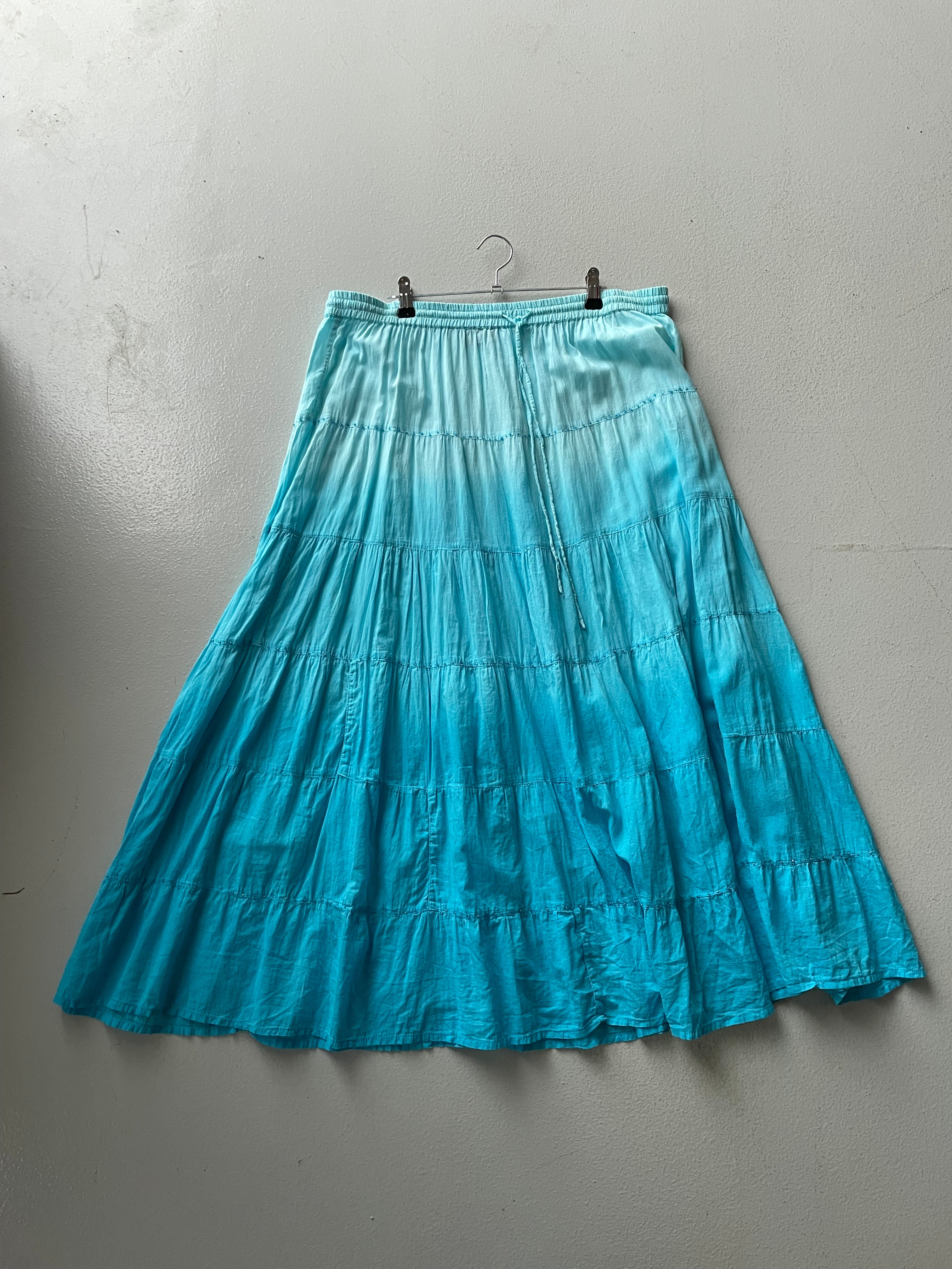 Vintage y2k Blue Ruffled Maxi Skirt