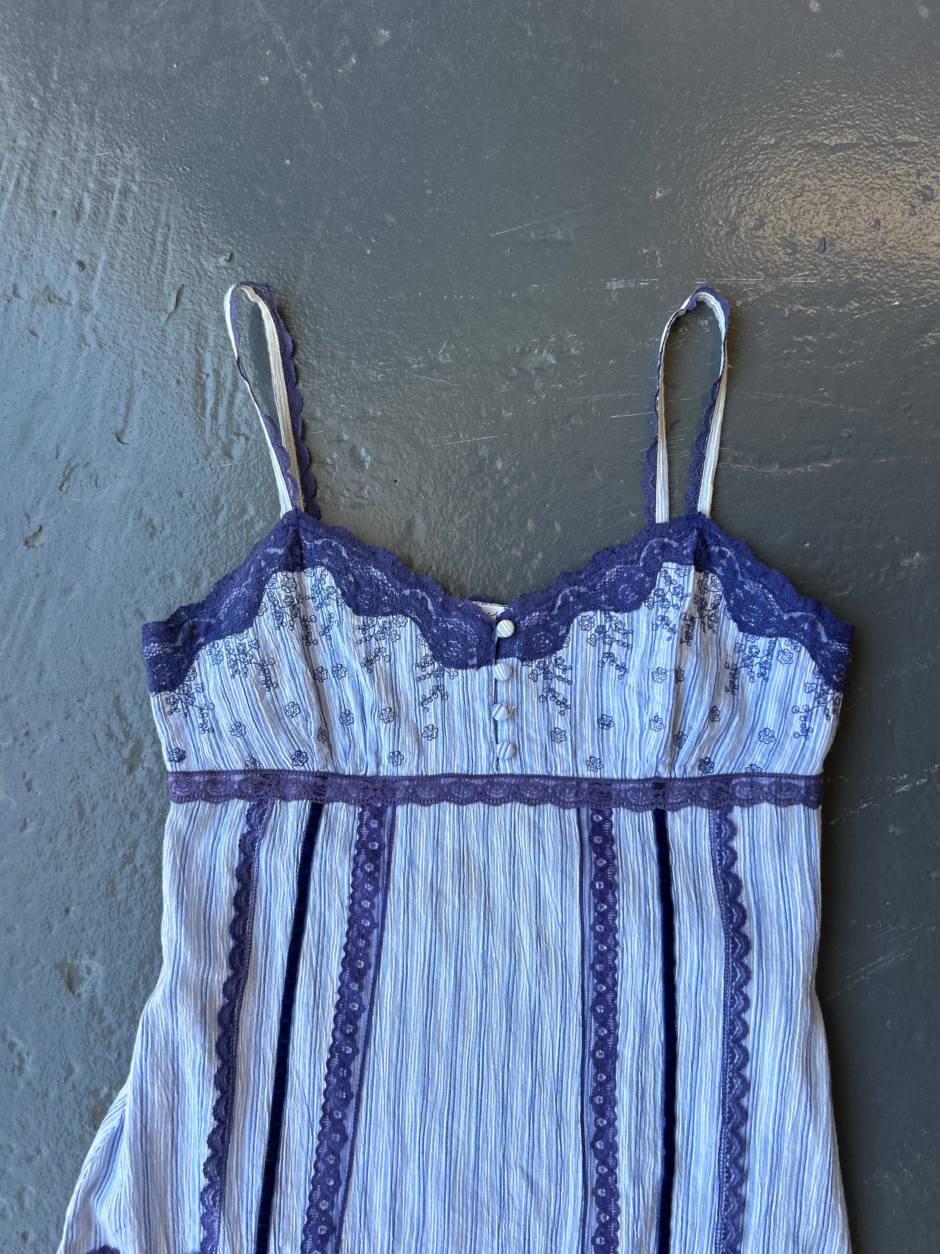 Y2K New look blue stripped cotton cami