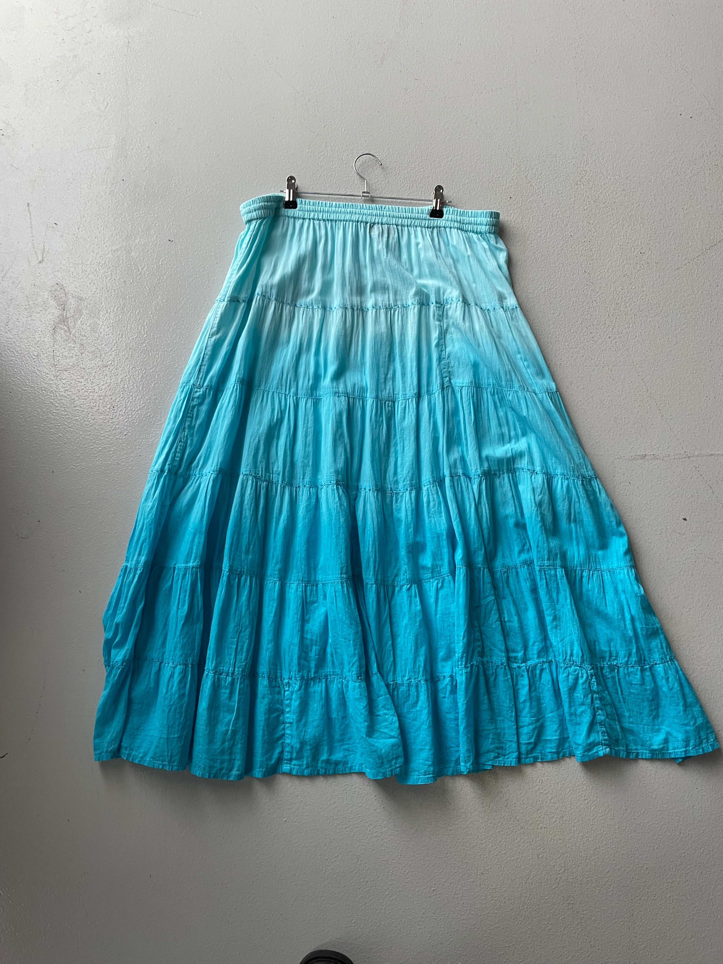 Vintage y2k Blue Ruffled Maxi Skirt