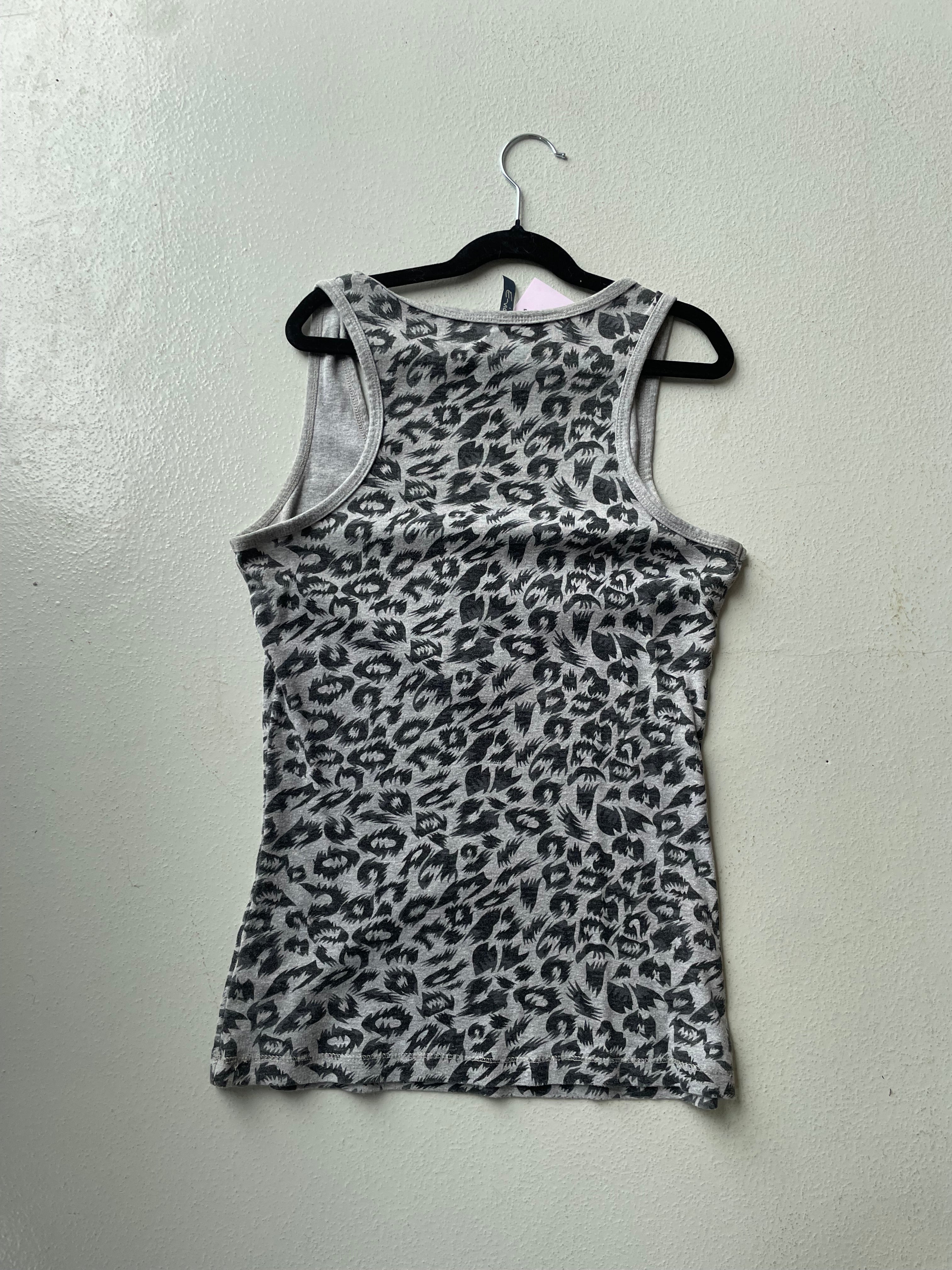 Vintage y2k Grey Animal Print Tank Top