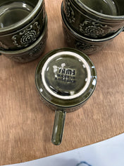 Vintage Tams Green Mugs and Saucers