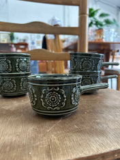 Vintage Tams Green Mugs and Saucers
