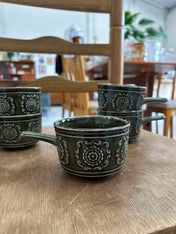 Vintage Tams Green Mugs and Saucers
