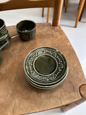 Vintage Tams Green Mugs and Saucers