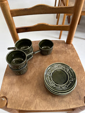 Vintage Tams Green Mugs and Saucers