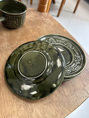 Vintage Tams Green Mugs and Saucers