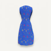 Vintage Cobalt Blue Floral Summer Midi Dress