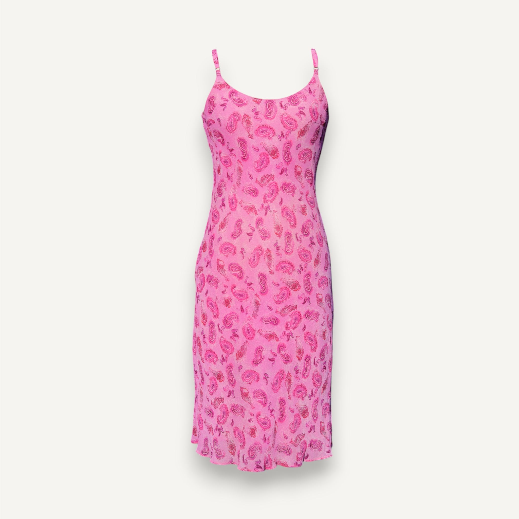Vintage Pink Paisley Shift Midi Dress