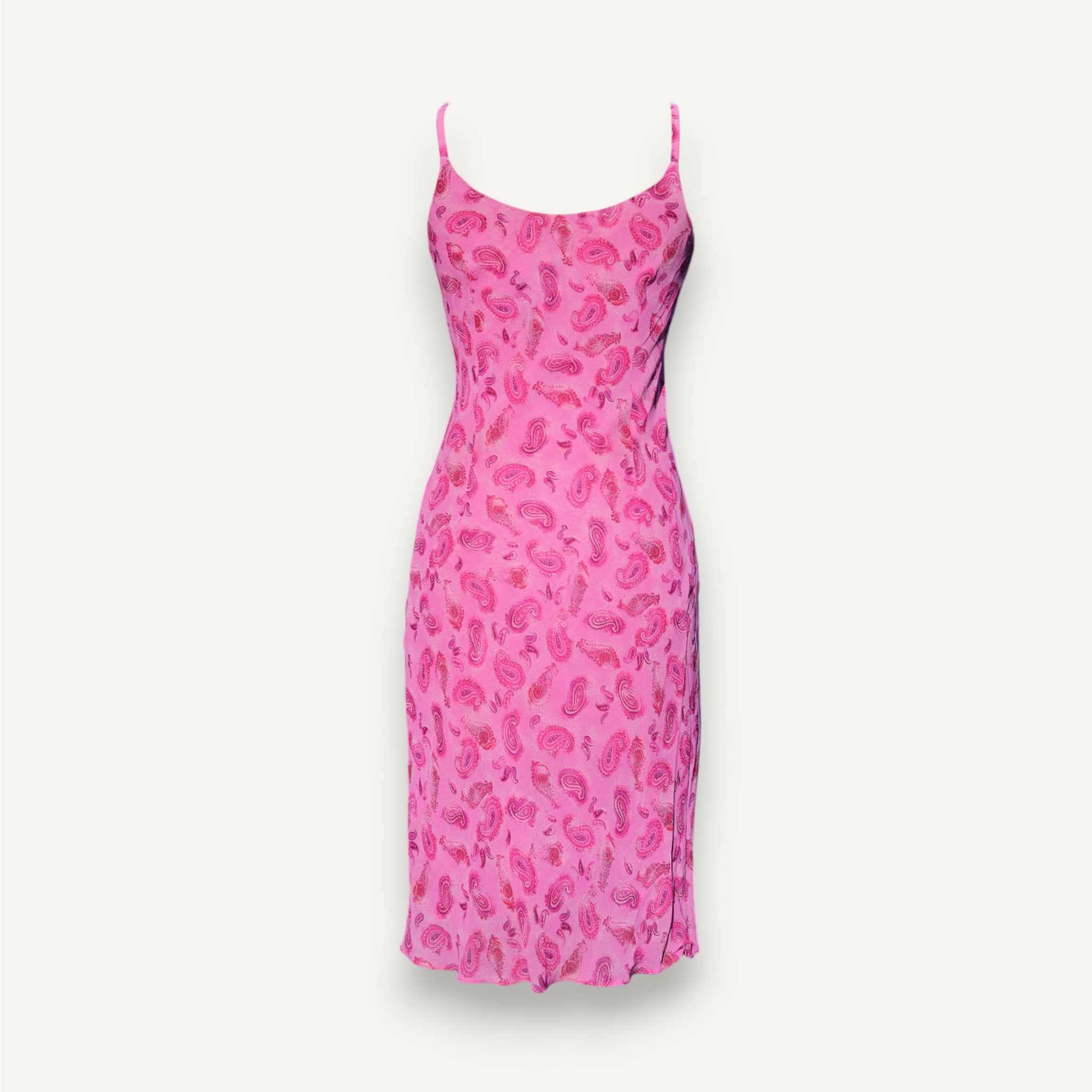 Vintage Pink Paisley Shift Midi Dress