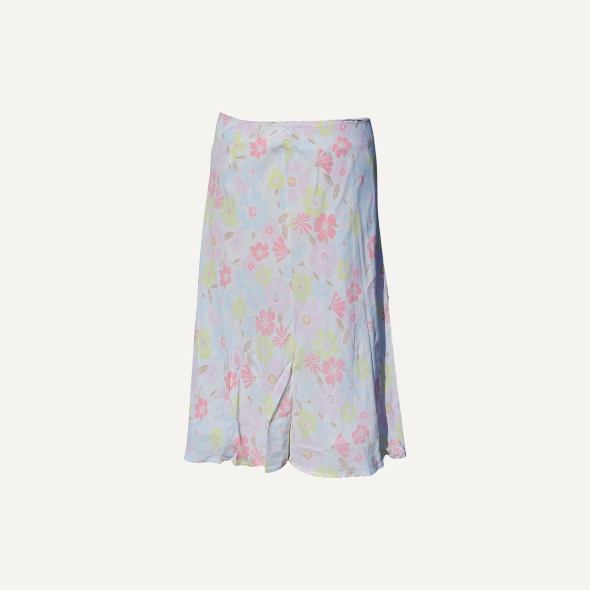 Vintage White Floral Print Low Rise Midi Skirt